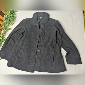 Eileen Fisher Plush Wool Jacket Black Sixd XL